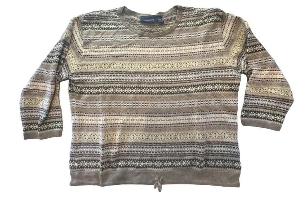 Liz Claiborne Pullover Sweater with Fair Isle Pattern, XL, 100% Cotton, Made in
